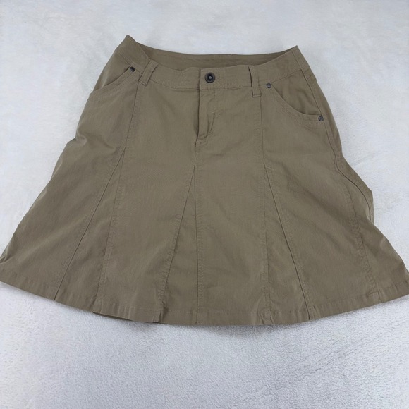 Kuhl Dresses & Skirts - Kuhl Splash Skirt Womens 6 Khaki Tan A-Line Hiking Outdoor Utility Mini Skirt